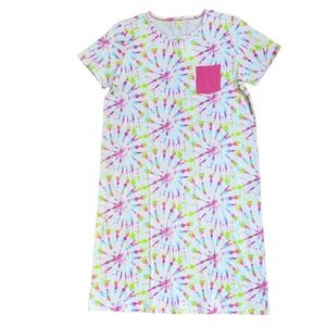 NWT Crewcuts J. Crew Tie Dye Cotton Tee Shirt Pocket Dress Size 14